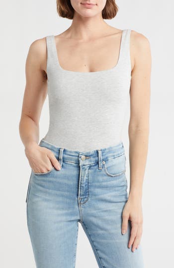 Good American Super Stretch Tank Bodysuit In Gray