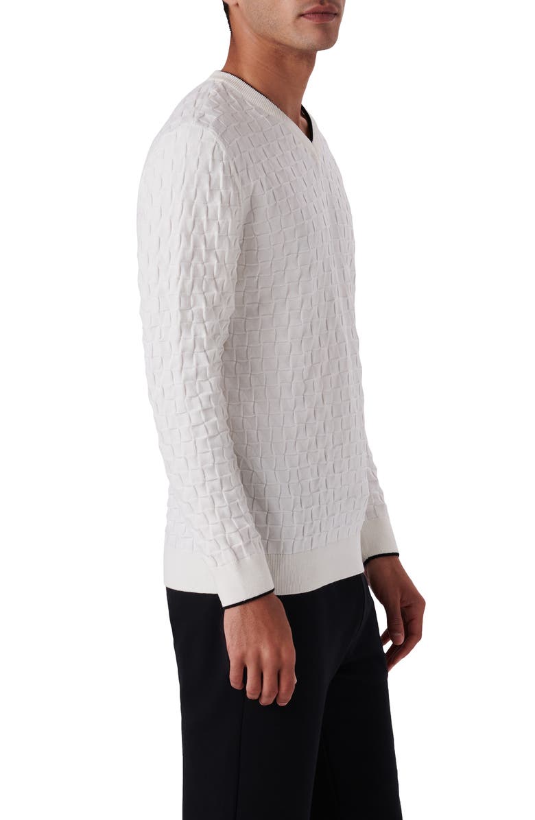 Bugatchi Basketweave Stitch V-Neck Cotton Blend Sweater, Alternate, color,