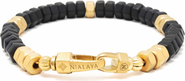 Nialaya Hexagon Onyx Beaded Gold Bracelet
