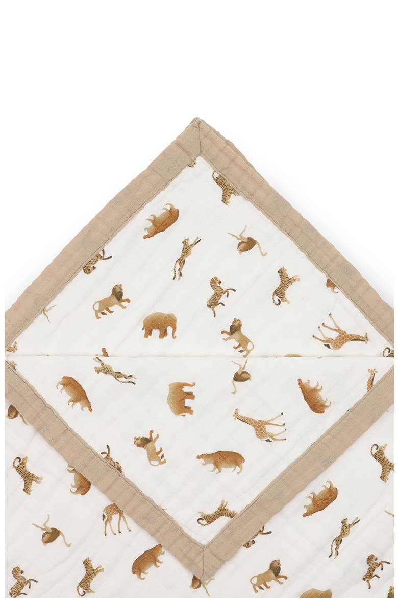 Organic Cotton Muslin Quilted Throw, Alternate, color, ANIMAL CRACKERS