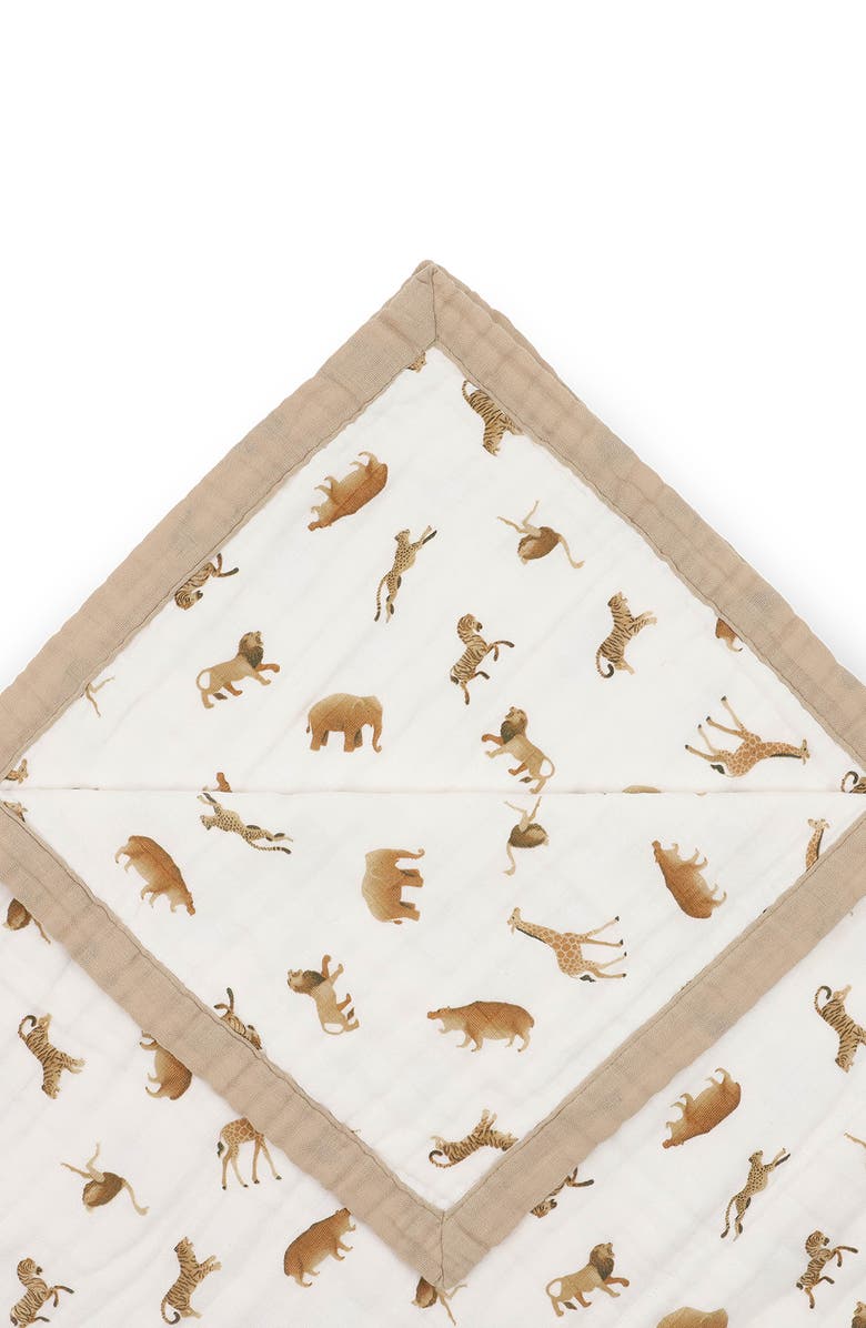 little unicorn Organic Cotton Muslin Quilted Throw, Alternate, color, Animal Crackers