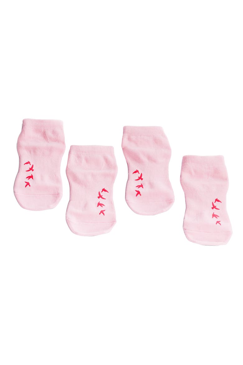 Birdie 2-Pack Cotton Blend Gripper Quarter Socks, Alternate, color, PINK