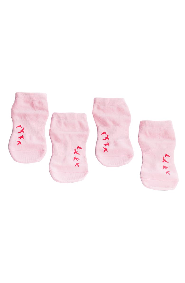 Arebesk Birdie 2-Pack Cotton Blend Gripper Quarter Socks, Alternate, color, Pink