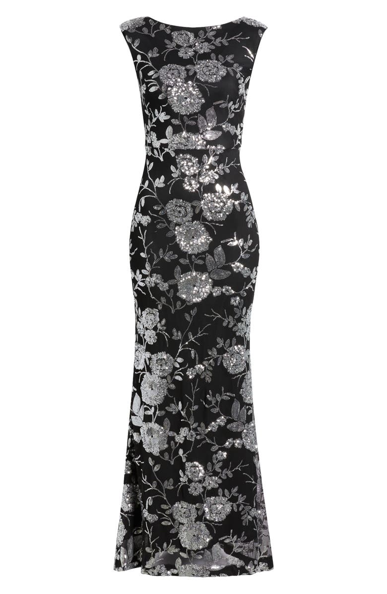 Eliza J Sequin Floral Sheath Gown, Alternate, color,