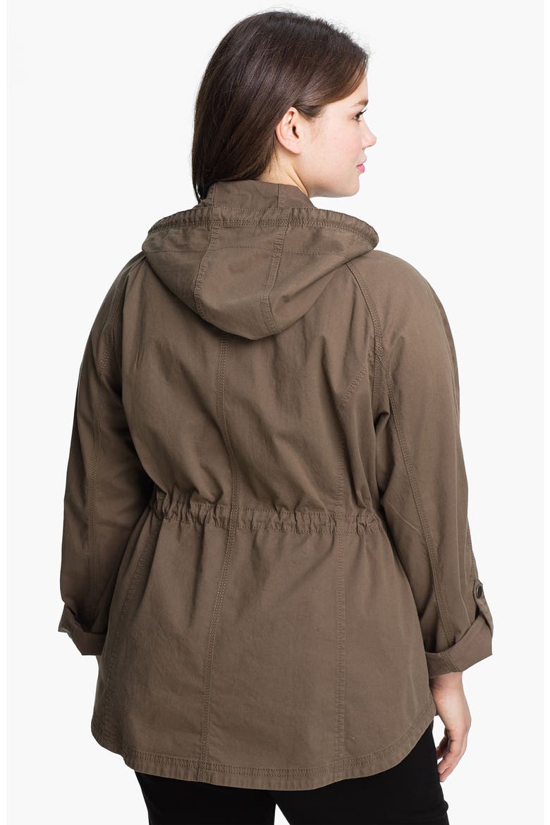 'Megan' Roll Sleeve Twill Jacket, Alternate, color, MUSHROOM