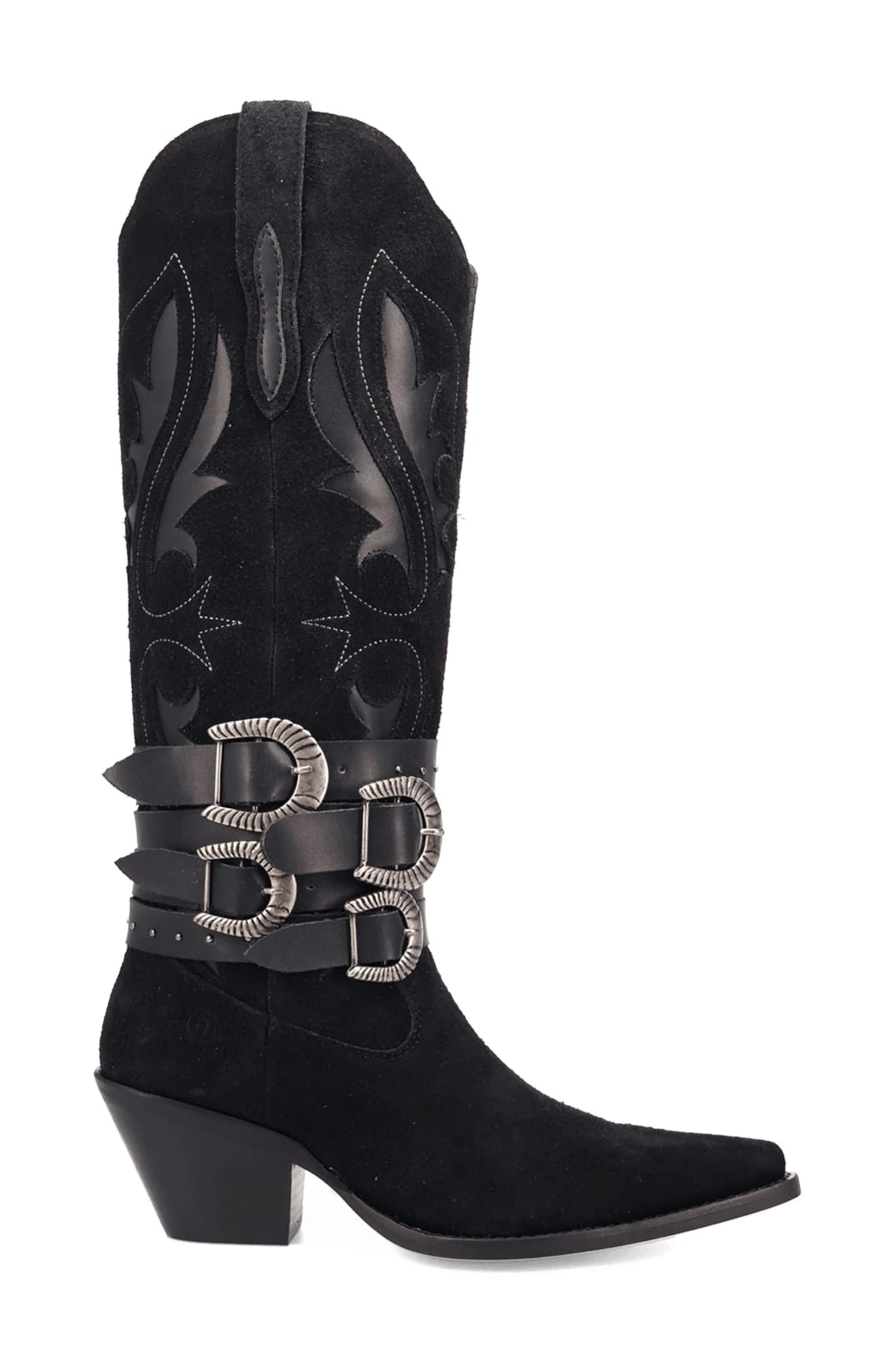 Dingo Buck Wild Knee High Western Boot, Alternate, color, Black
