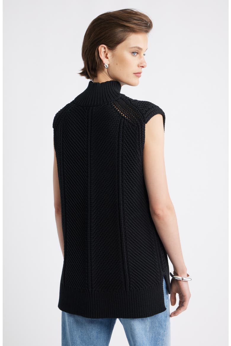 Textured Sleeveless Mock Neck Sweater, Alternate, color, BLACK