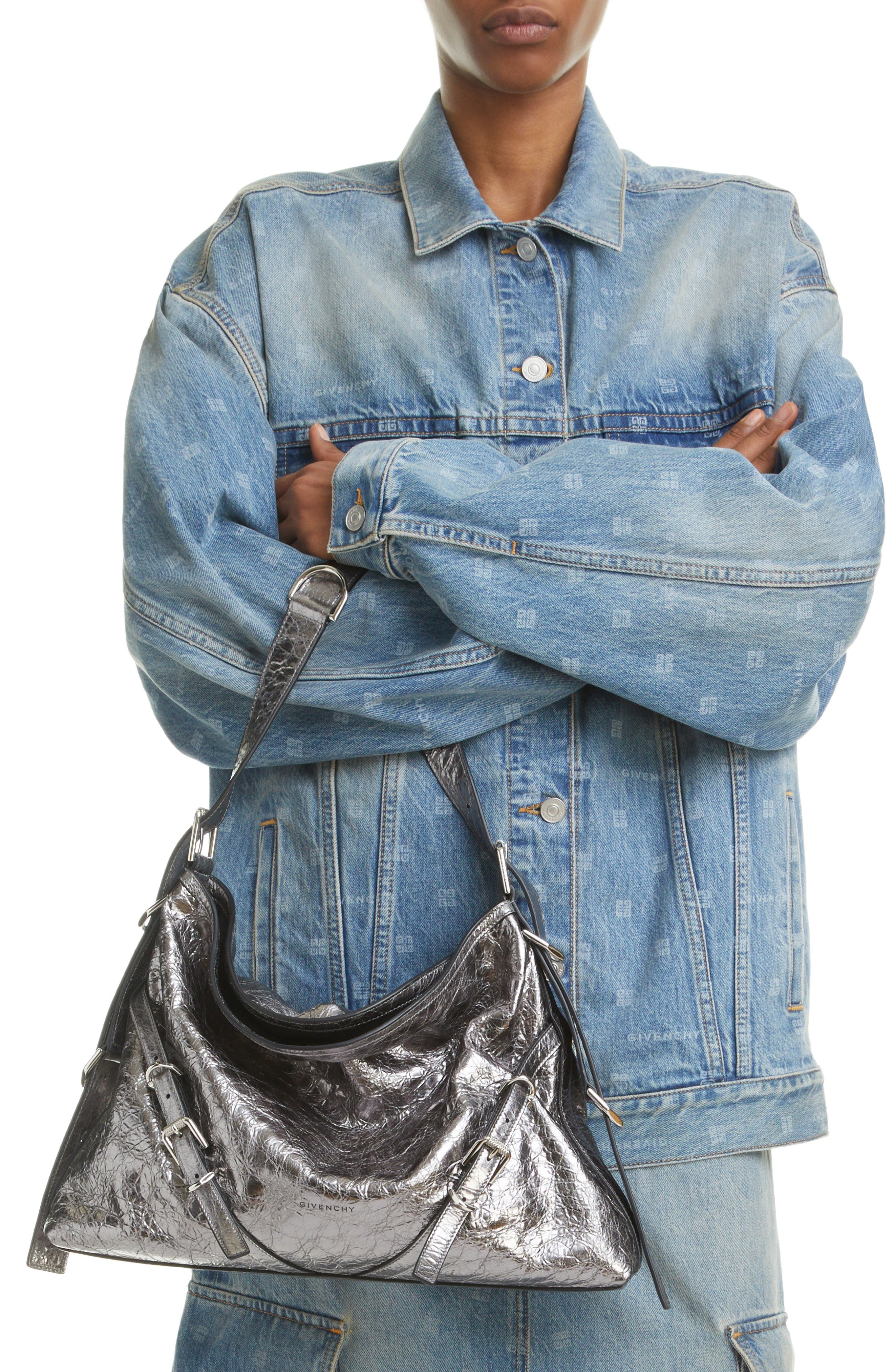 Givenchy Medium Voyou Metallic Leather Hobo, Alternate, color, 