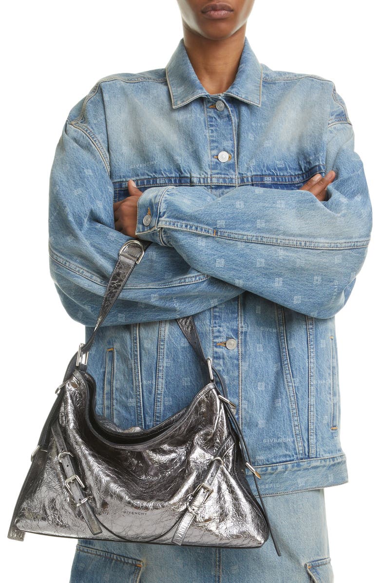 Givenchy Medium Voyou Metallic Leather Hobo, Alternate, color,