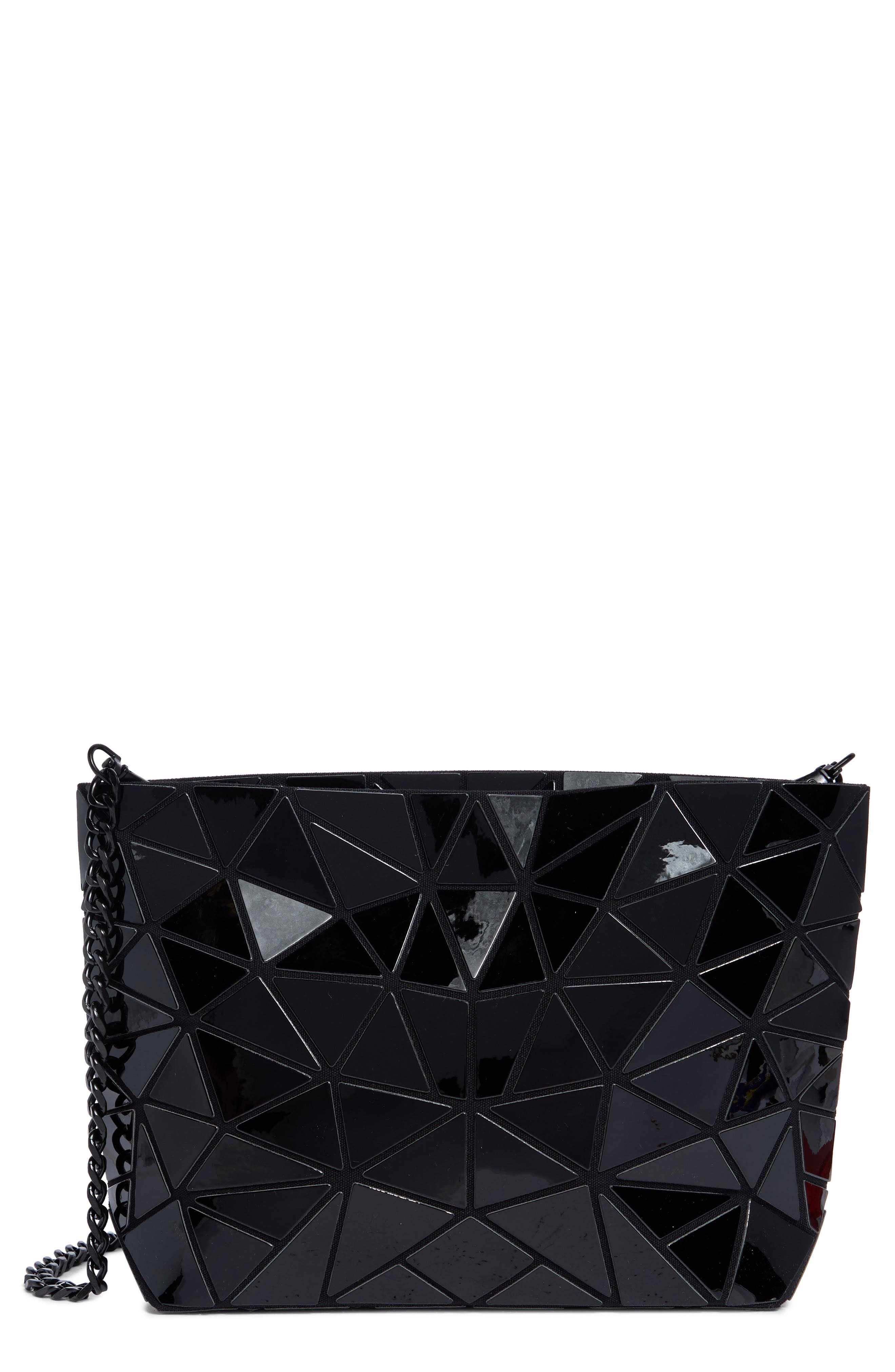 PATRIZIA LUCA Slanted Square Convertible Clutch, Main, color, Shiny Black