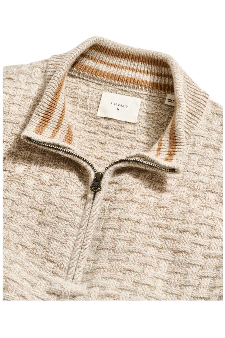 Merino Wool & Cotton Basketweave Half Zip Sweater, Alternate, color, OATMEAL MELANGE
