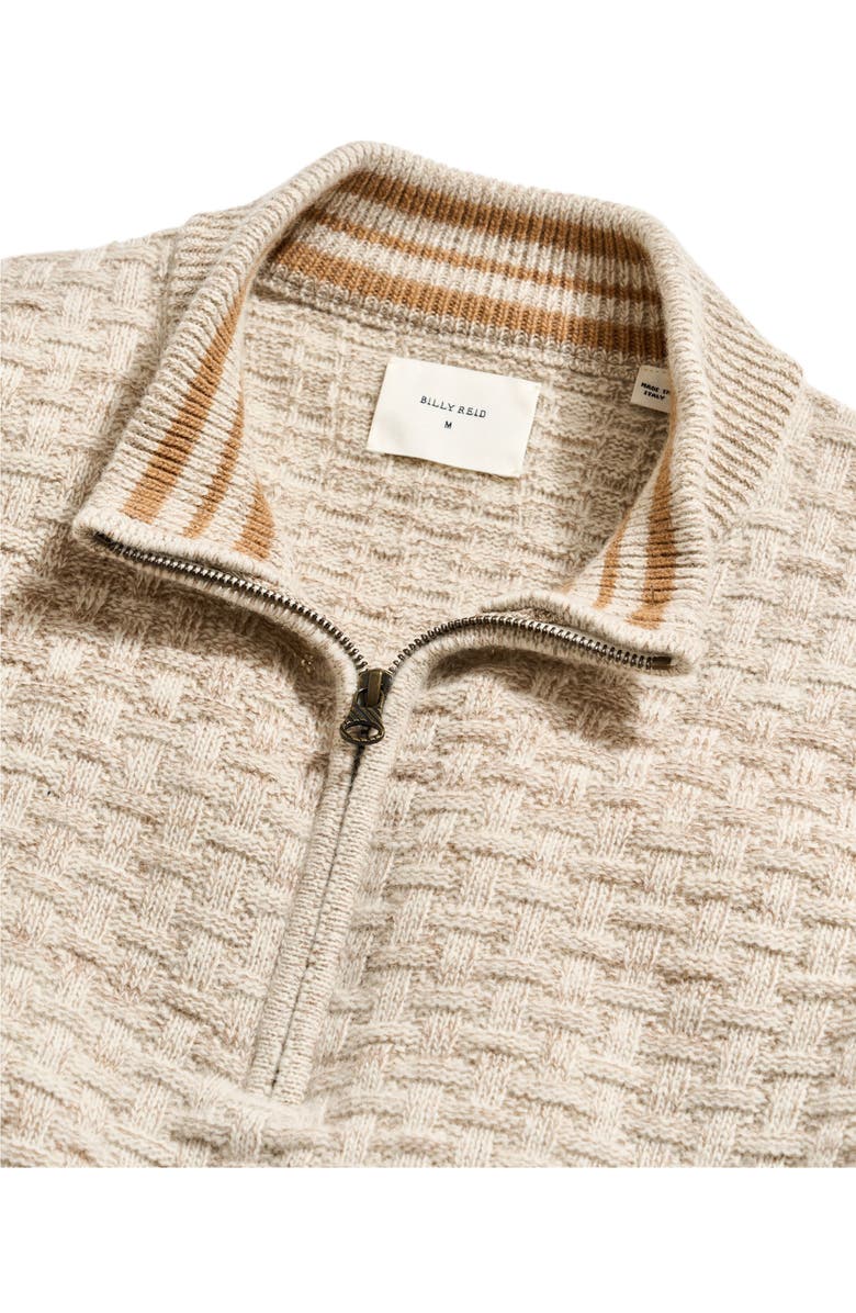Billy Reid Merino Wool & Cotton Basketweave Half Zip Sweater, Alternate, color, Oatmeal Melange