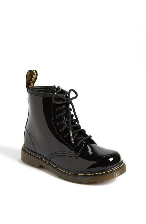 Dr. Martens' Dr. Martens Delaney Core Kids Senior Boots Colour: Black Patent, Size: Junior 4 In Black