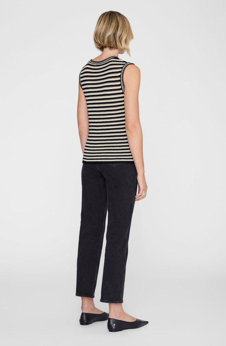 ANINE BING Lowen Sweater, Alternate, color, Black And Ivory Stripe
