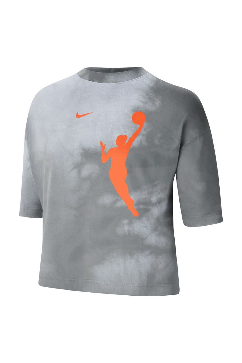 Women's Nike Gray WNBA Team 13 Shadow-Dye Boxy Cropped T-Shirt, Alternate, color, Gray