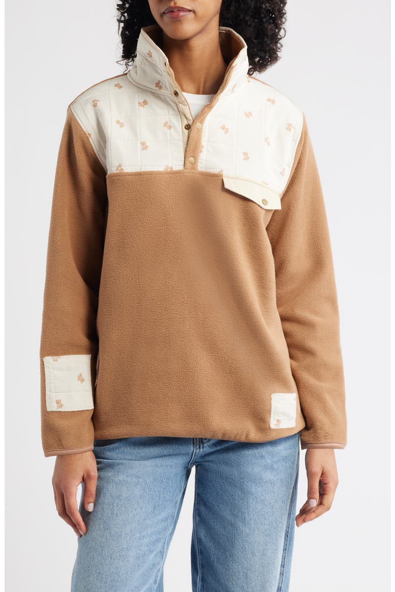 Campy Dreams Fleece Quarter Snap Pullover, Main, color, KHAKI