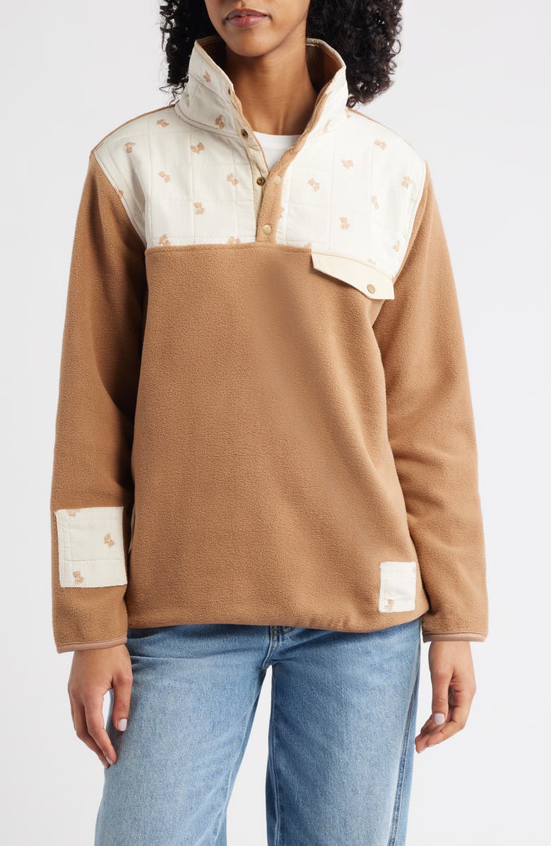 HAPPY CAMP3R Campy Dreams Fleece Quarter Snap Pullover, Main, color, Khaki