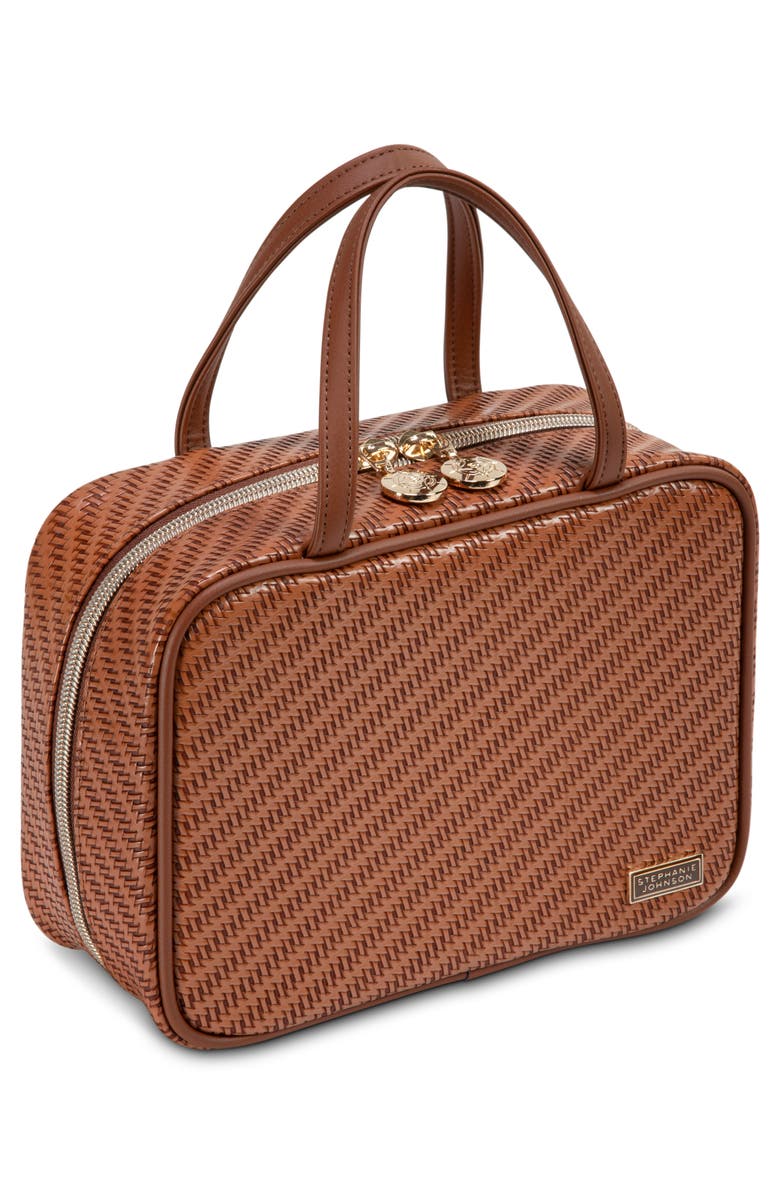 Stephanie Johnson Rosewood Cognac ML Traveler Cosmetics Case, Alternate, color, Cognac
