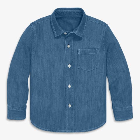 Kids Long Sleeve Button Down In Chambray (toddler, Little Kid, & Big Kid)
