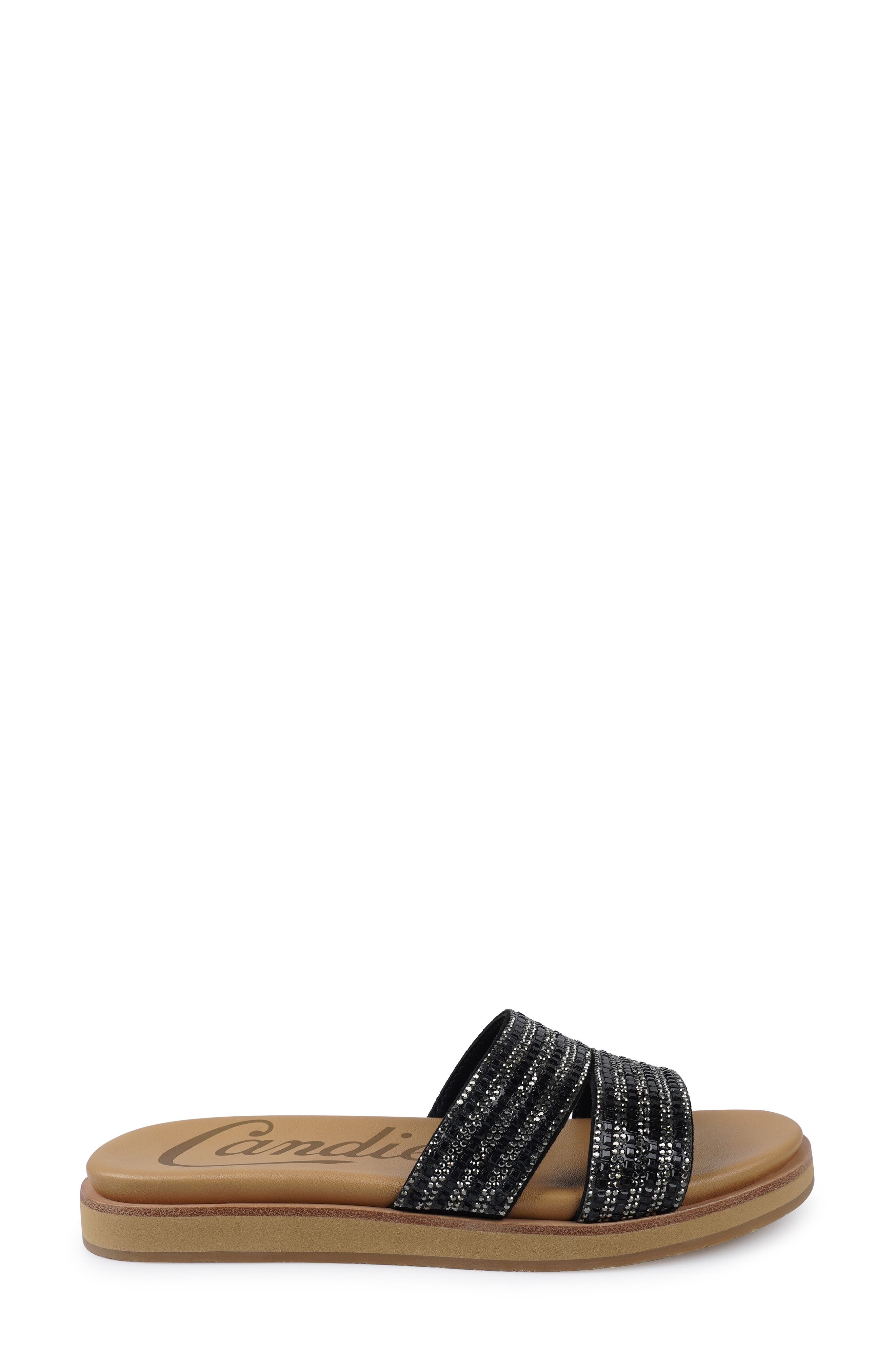 Candie's Slide Sandal, Alternate, color, Black Suede