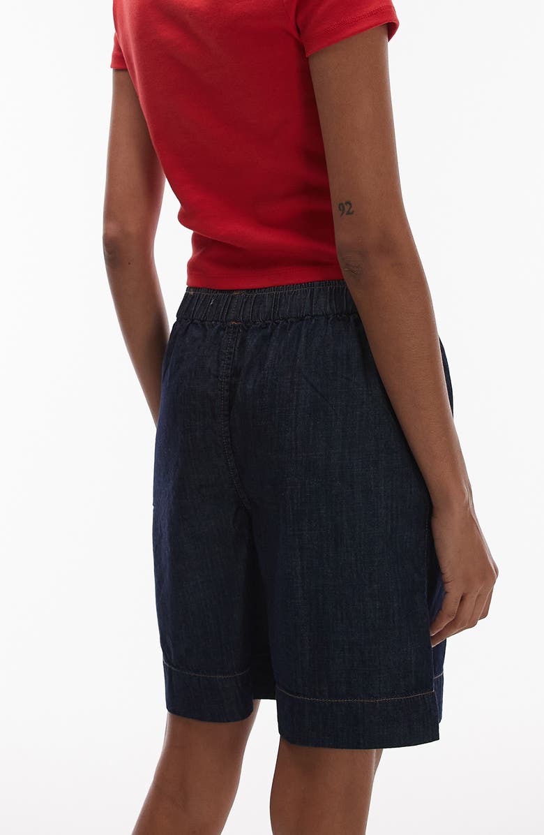 Topshop Pull On Denim Shorts, Alternate, color, Medium Blue