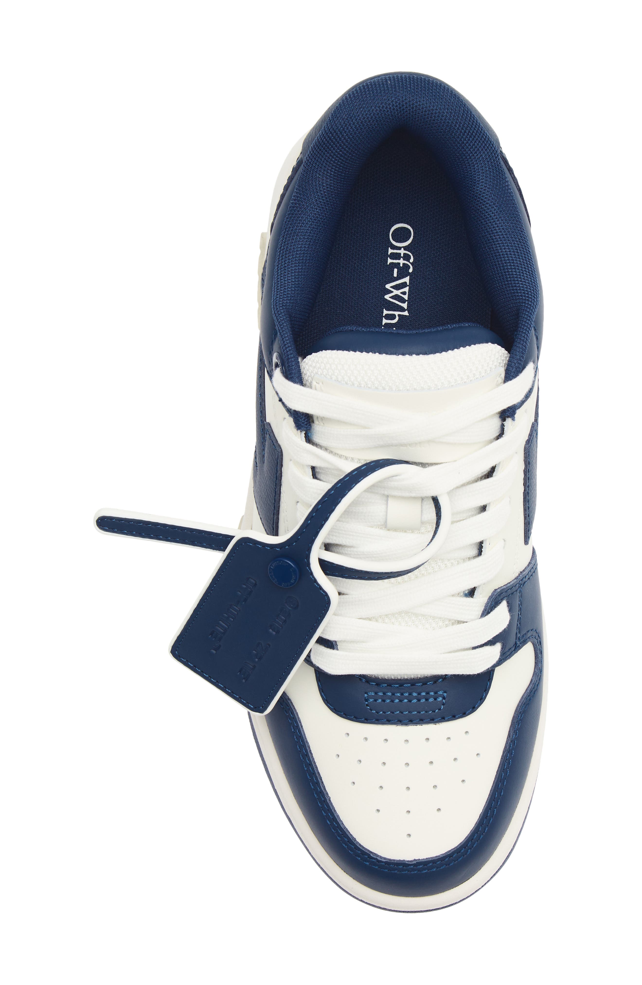 Out of Office Leather Sneaker, Alternate, color, WHITE - ROYAL BLUE