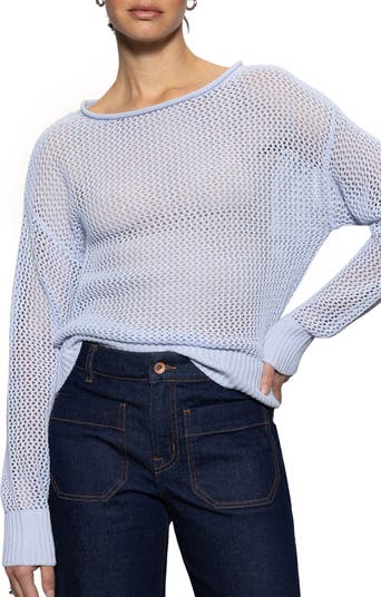 (取寄) サンクチュアリ レディース オープン ニット セーター Sanctuary women Open Knit Sweater Sky Blue Sporty Stripe Open Knit Sweater Sky Blue with Chalk Stripe
