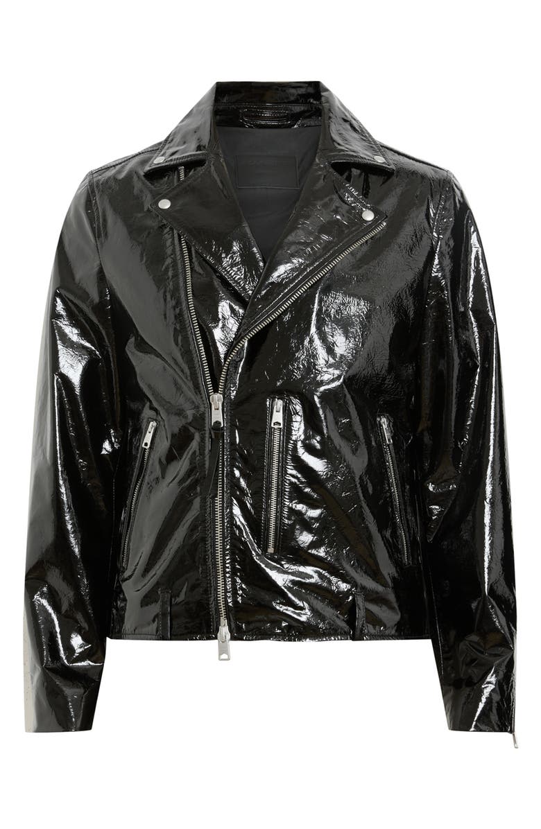 AllSaints Badwan Leather Biker Jacket, Alternate, color, Black