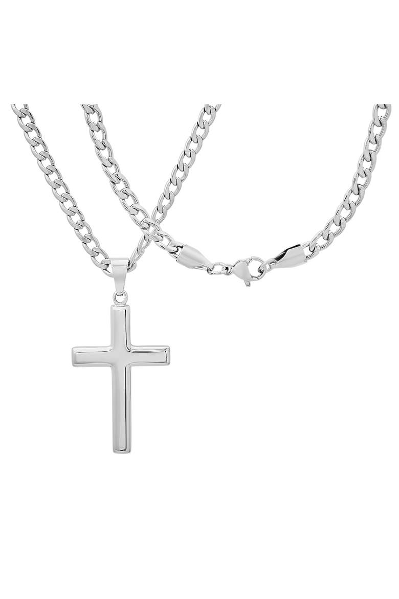 Men's Cross Pendant Necklace, Alternate, color, SILVER
