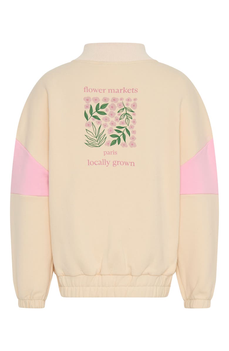 TINY TRIBE Kids' Colorblock Cotton Graphic Half Zip Sweatshirt, Alternate, color, Yellow/ Pink