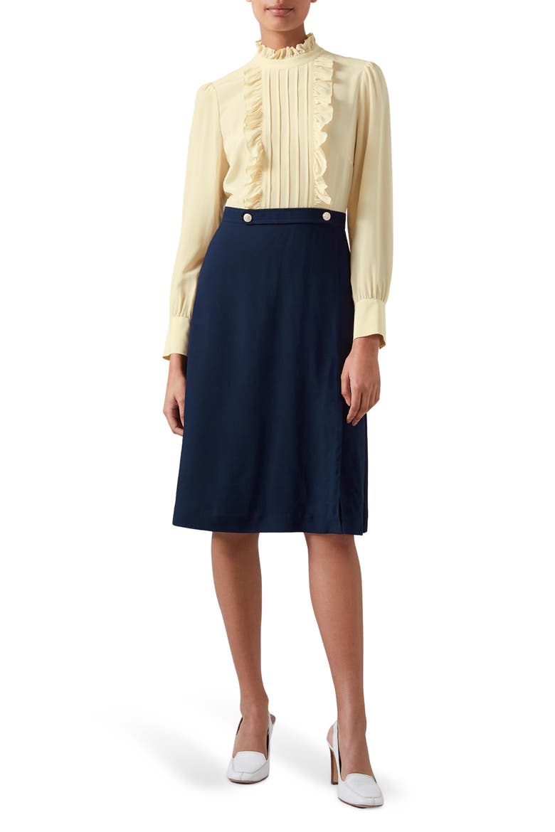 Tish Long Sleeve Crepe Dress, Main, color, BLUE/ CREAM