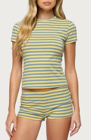 EDIKTED Isara Stripe Crop T-Shirt