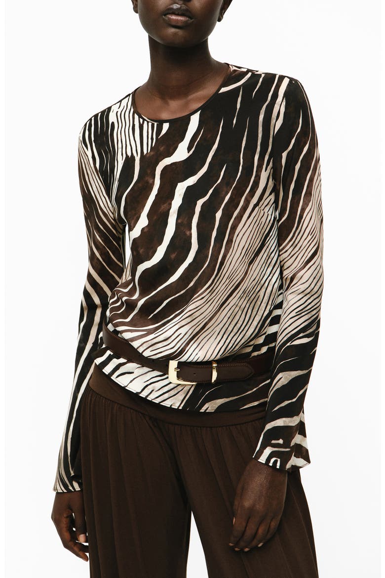Zebra Print Top, Main, color, BLACK