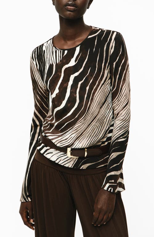Mango Zebra Print Top In Black