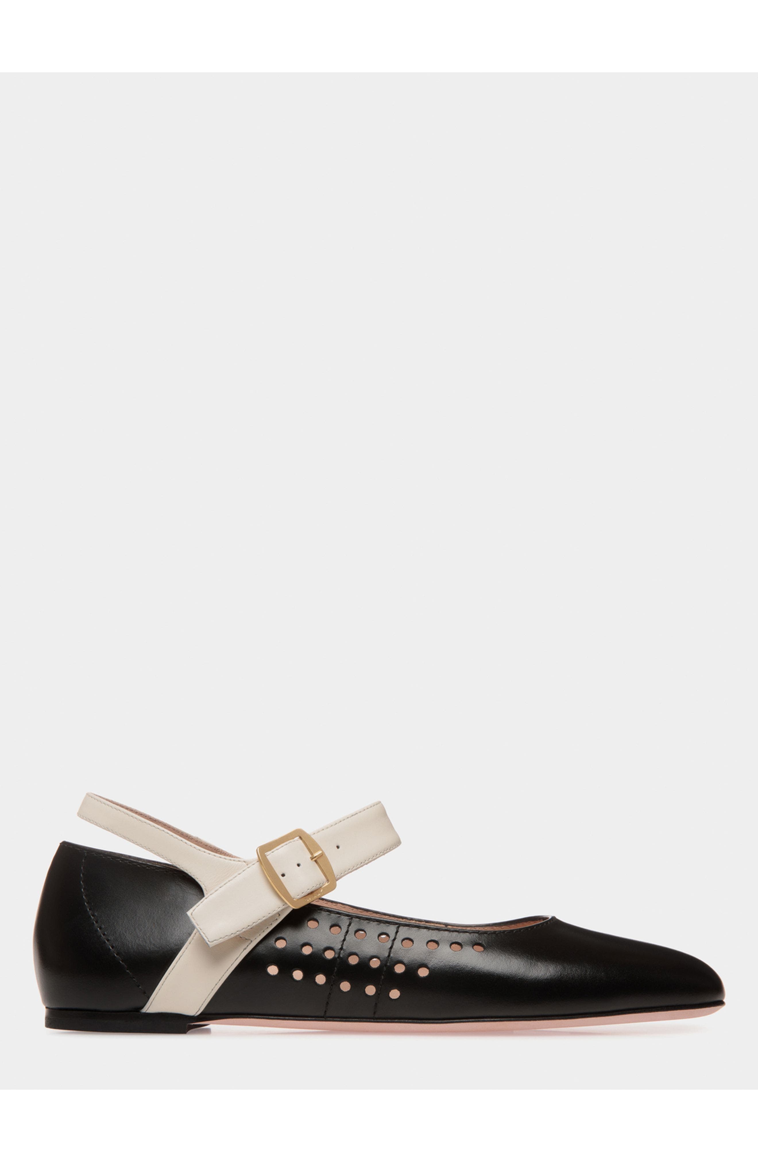 Bally rina Flat in Leather with Goat Leather Lining, Main, color, 