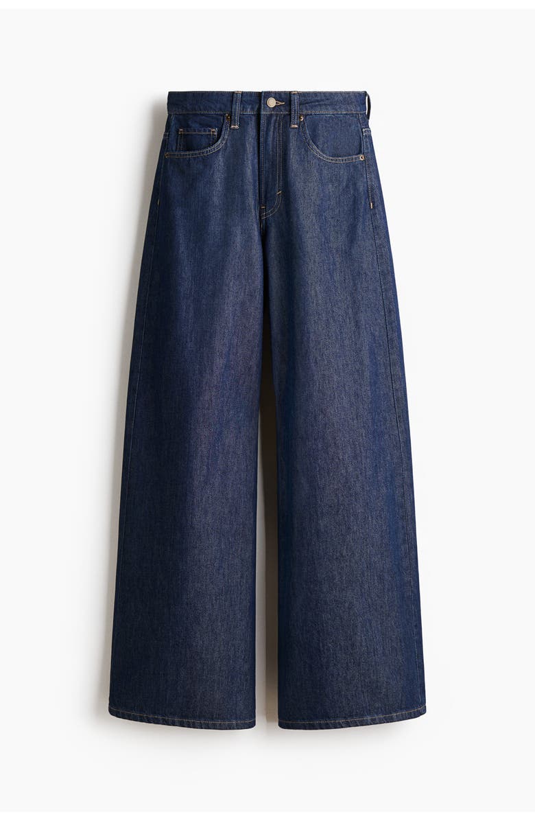 H&M Wide High Waist Jeans, Main, color, Dark Denim Blue