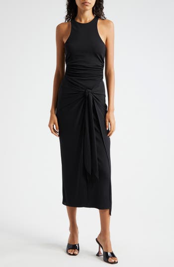 Cinq À Sept Andie Sleeveless Wrap-skirt Midi Dress In Black
