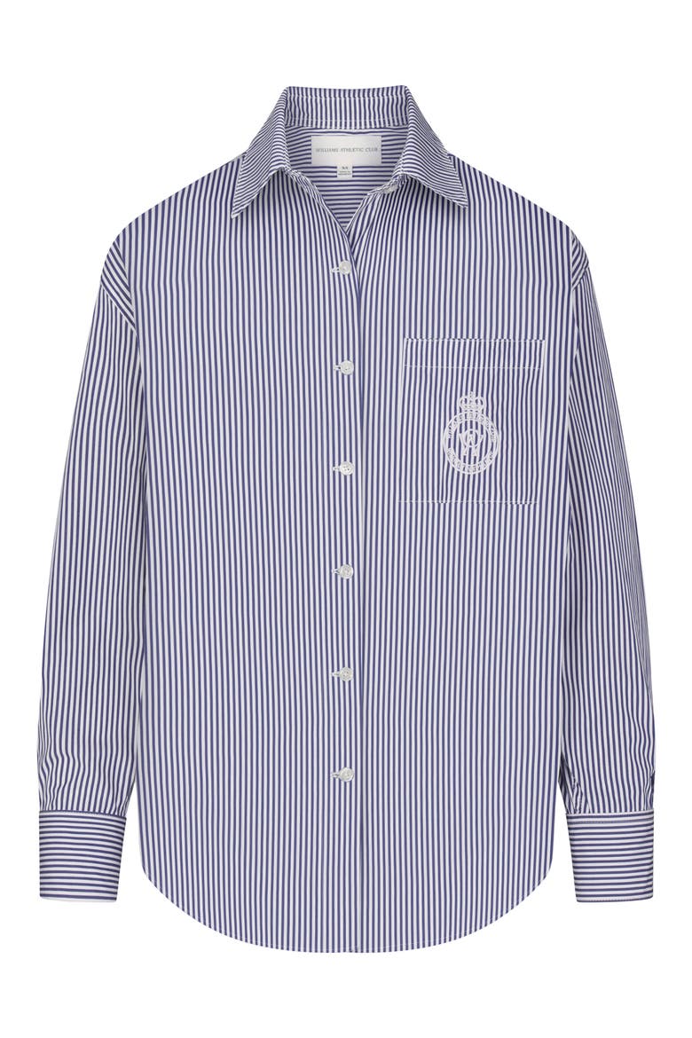 Savannah Button-Up Shirt, Alternate, color, NAVY BLUE STRIPE