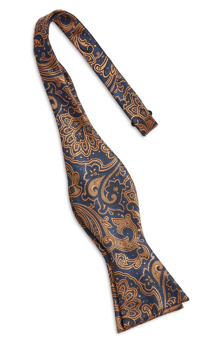 CLIFTON WILSON Paisley Silk Bow Tie, Alternate, color, Orange