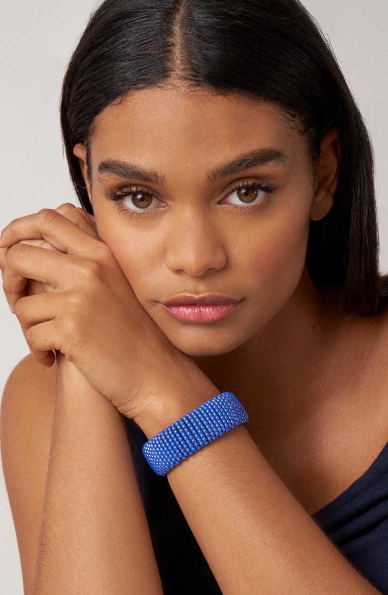 LAGOS Wide Blue Ceramic Caviar Bracelet, Alternate, color, 