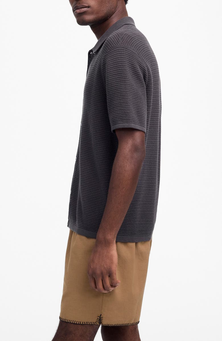 Madewell Short Sleeve Open Stitch Cotton Button-Up Shirt, Alternate, color, Soft Charcoal