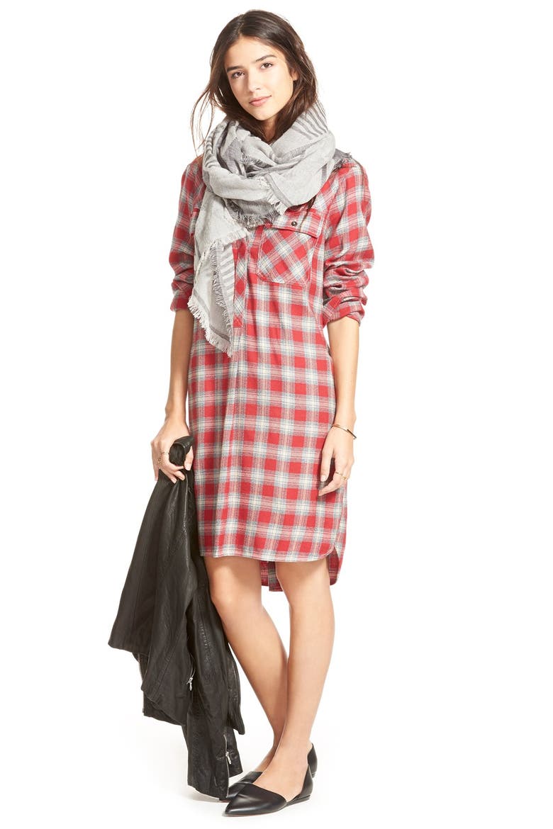 Plaid Shirtdress, Alternate, color, GEOMETRIC BRICK