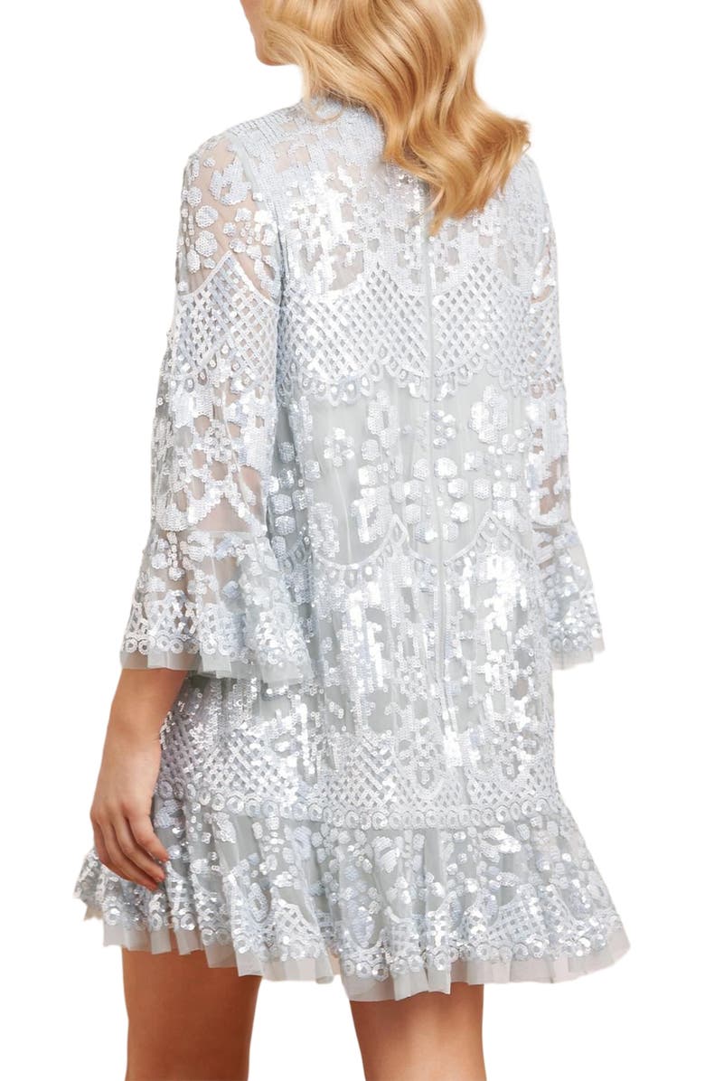 Needle & Thread Snowdrop 3/4 Sleeve Lace Mini Dress, Alternate, color, French Blue