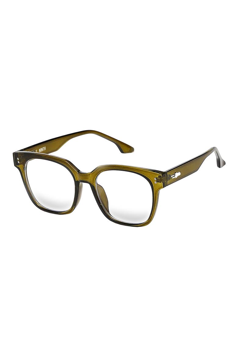 Sage 53mm Round Blue Light Blocking Glasses, Alternate, color, TRANSPARENT MOSS/ CLEAR
