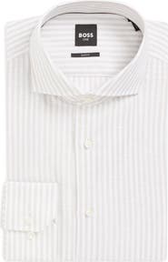 BOSS Hank Slim Fit Plaid Linen & Cotton Shirt