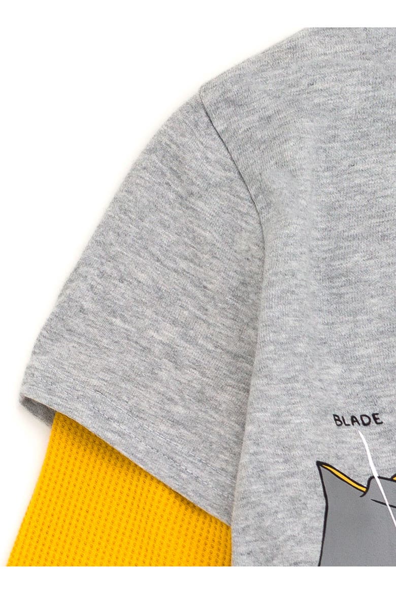 Boys' Long Sleeve T-Shirt, Alternate, color, Grey and Yellow