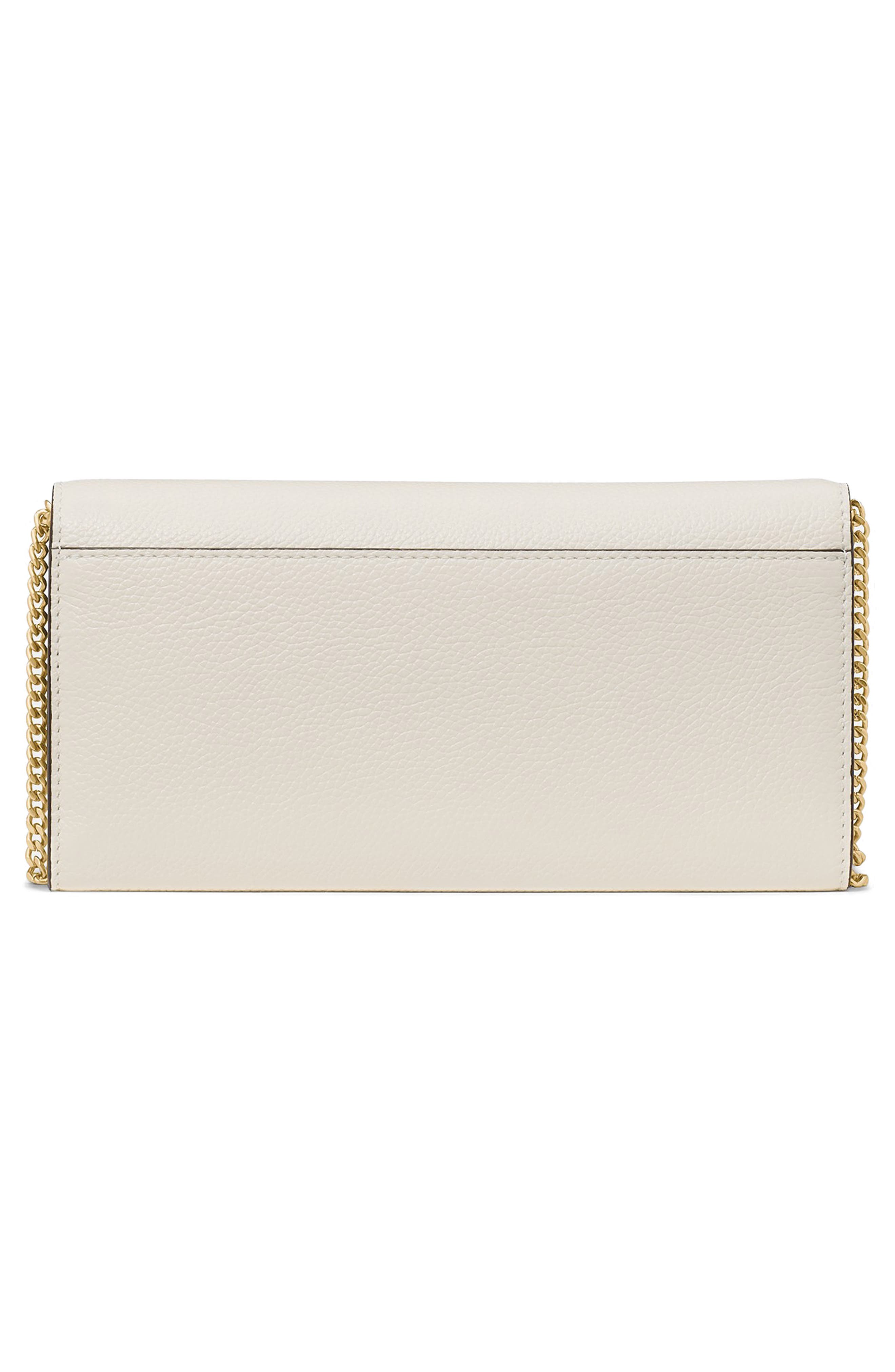 Deco Leather Wallet on a Chain, Alternate, color, CASHEW MILK