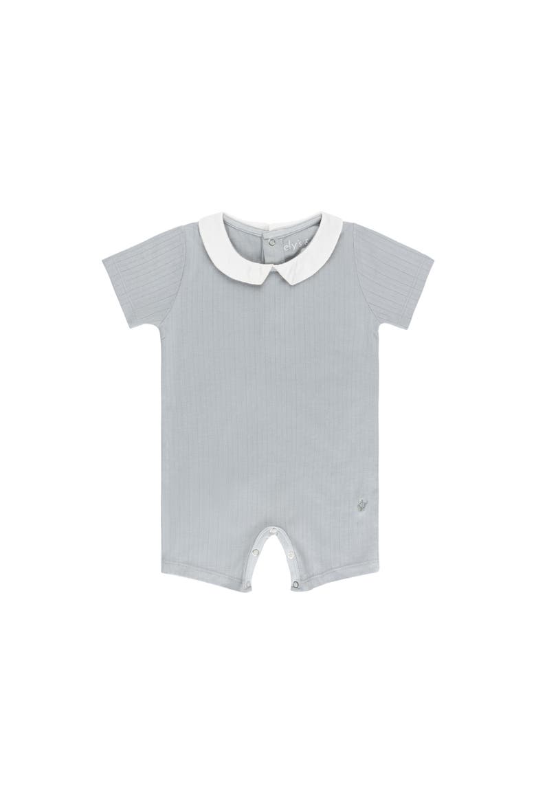 Wide Rib Cotton - Rosebud Collection- Boy Romper, Main, color, Blue/Blue