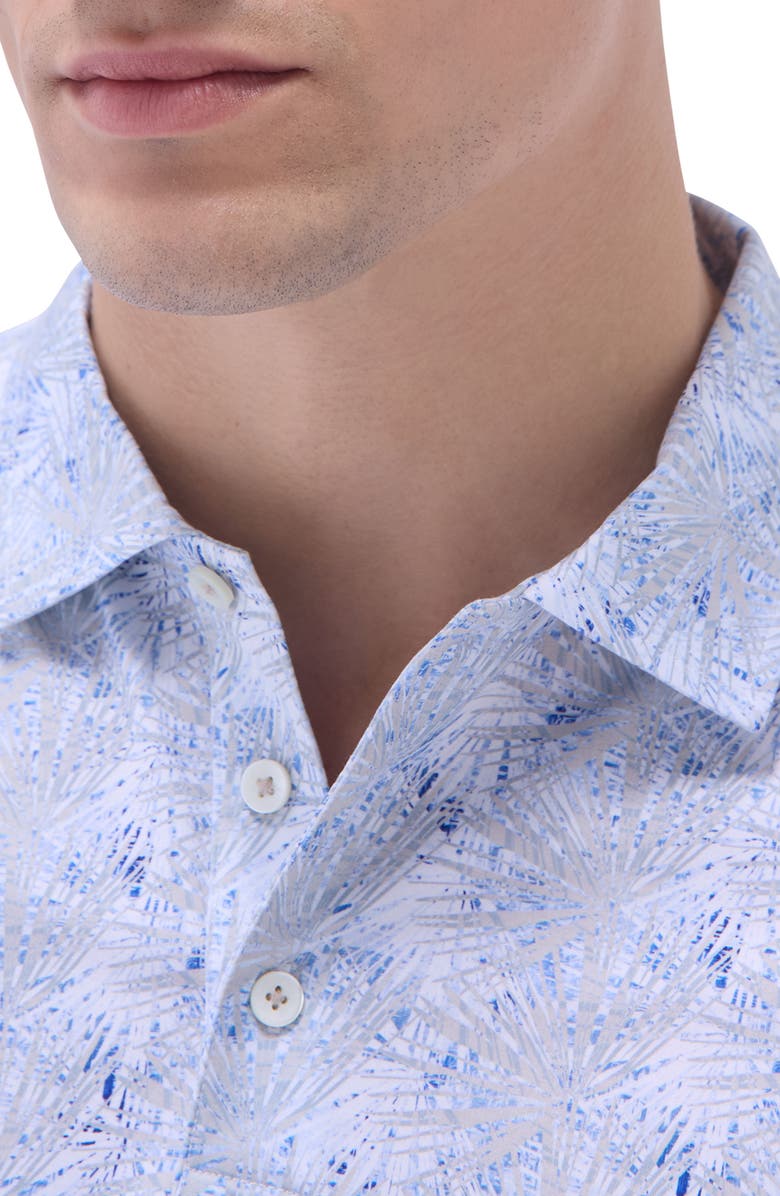 Bugatchi Victor OoohCotton<sup>®</sup> Leaf Print Polo, Alternate, color, Sand