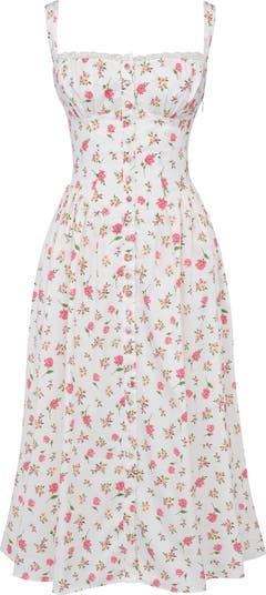 Elia Floral Stretch Cotton Blend Corset Sundress